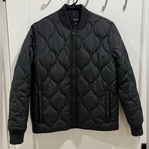 like new EUC quince featherless quilted puffer bomber jacket sz XS black